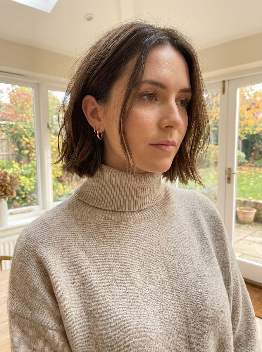Short Bob mit eingesteckten Seiten - Herbst Frisur